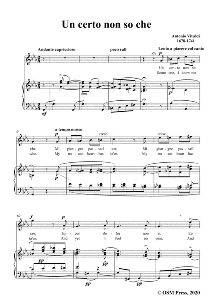 Vivaldi-Un certo non so che,in c minor,for Voice and Piano