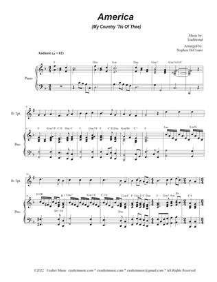 Book cover for America (My Country, 'Tis of Thee) (Bb-Trumpet solo and Piano) (Easy Version)