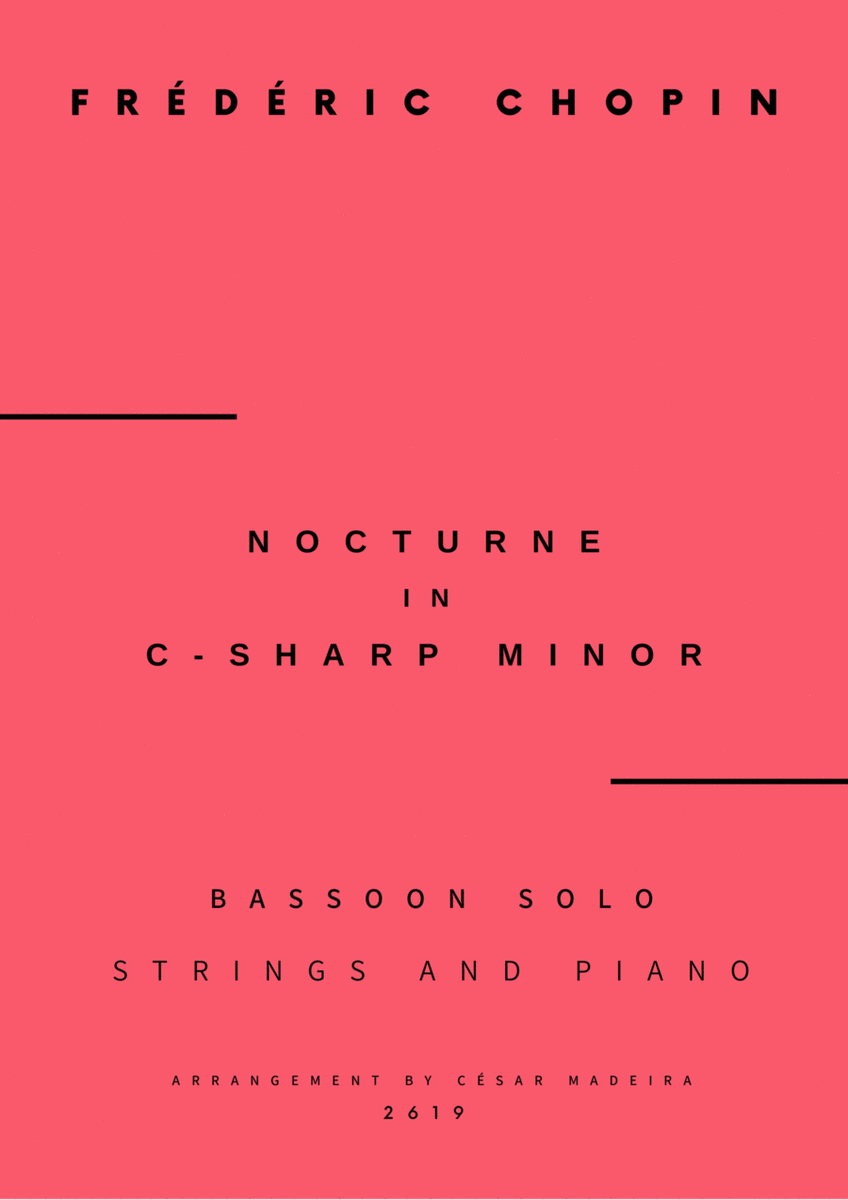 Nocturne No.20 in C Sharp minor - Bassoon Solo, Strings and Piano (Full Score and Parts) image number null