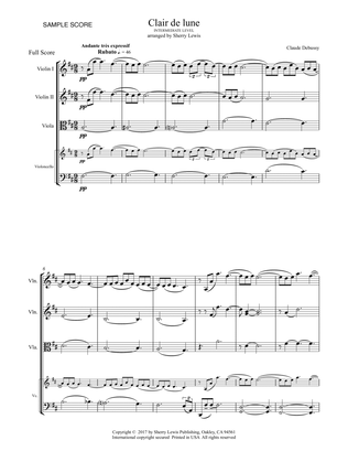 Book cover for CLAIR DE LUNE String Quartet intermediate level for 2 violins, viola and cello