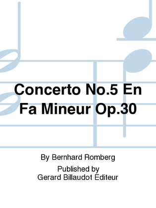 Book cover for Concerto No. 5 En Fa Mineur Op. 30
