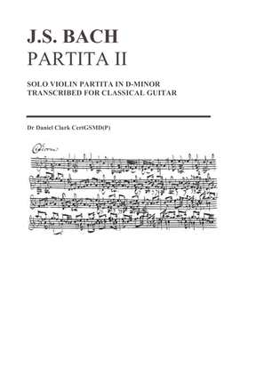 Book cover for Partita II (BWV1004) in d minor transcribed for guitar