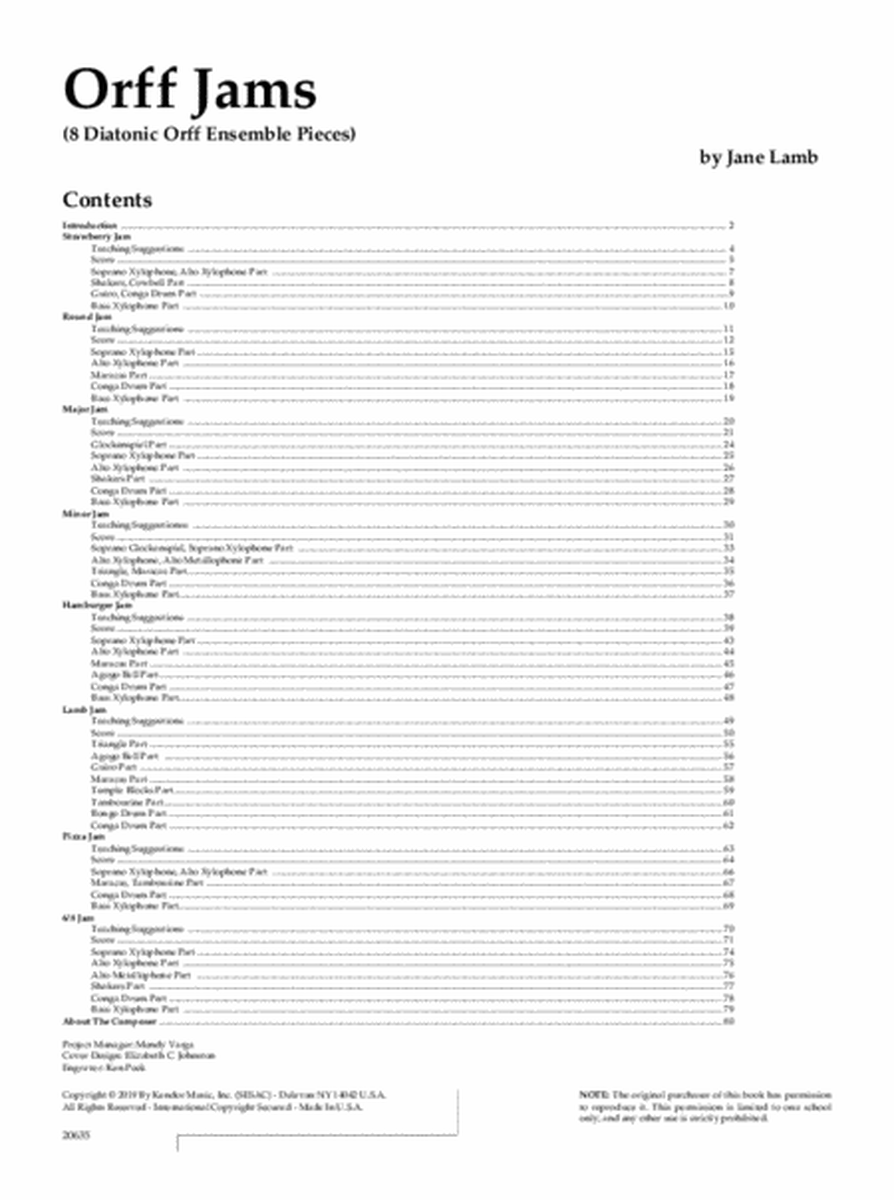 Orff Jams (8 Diatonic Orff Ensemble Pieces)