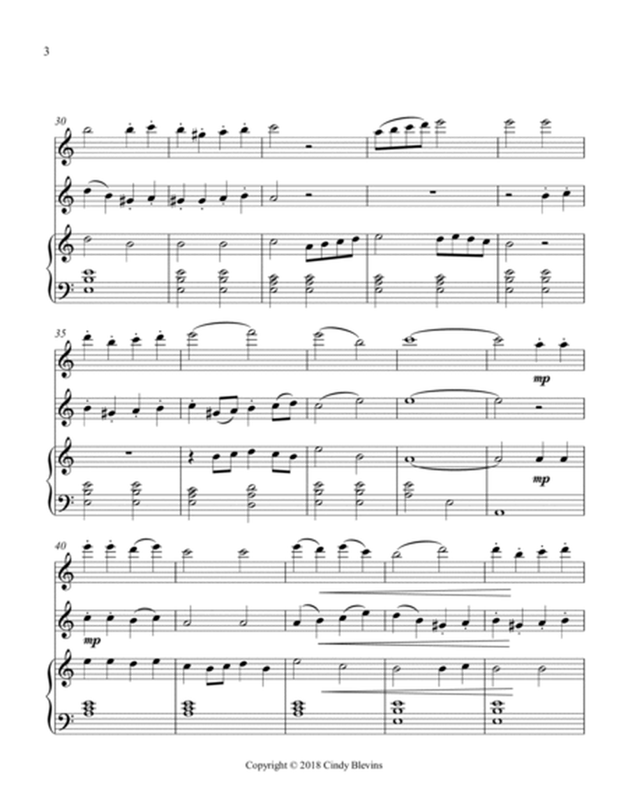 Pat-a-pan, for Harp, Flute and Violin by French carol Flute - Digital Sheet Music