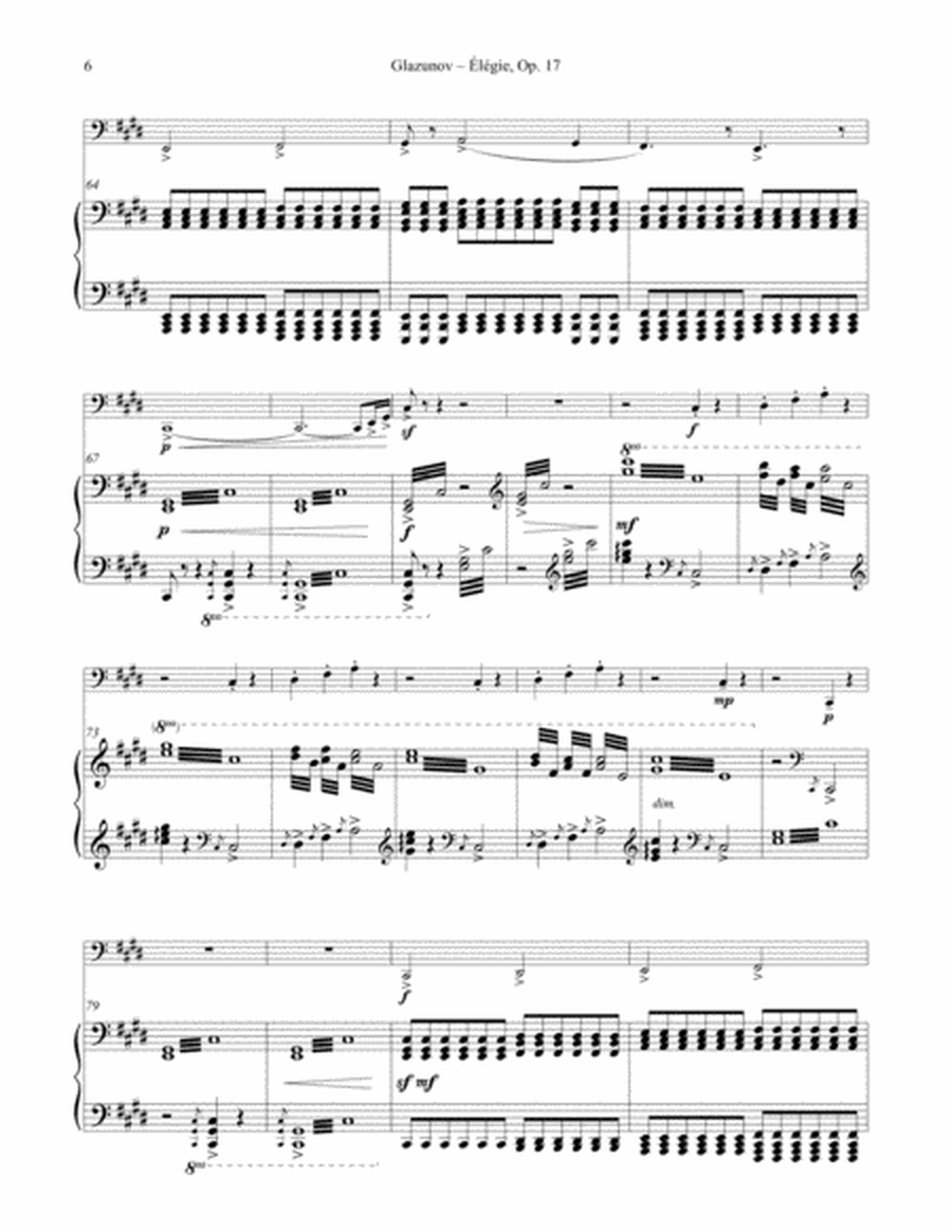 Élégie Opus 17 for Tuba or Bass Trombone & Piano