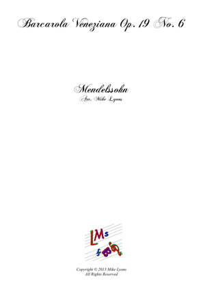 Book cover for Brass Quintet - Mendelssohn - Barcarolle Veneziana
