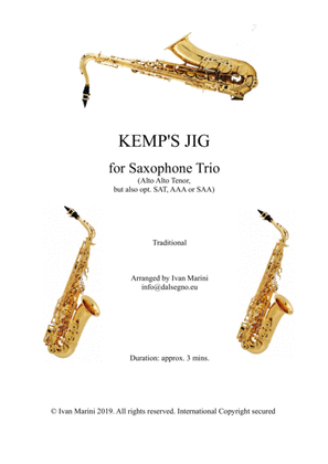Book cover for KEMP'S JIG - for Saxophone Trio