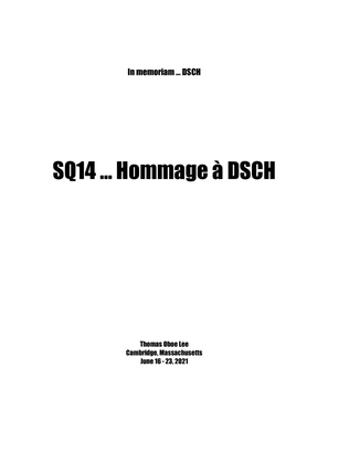 Book cover for SQ15 ... Hommage à DSCH (2021) for string quartet