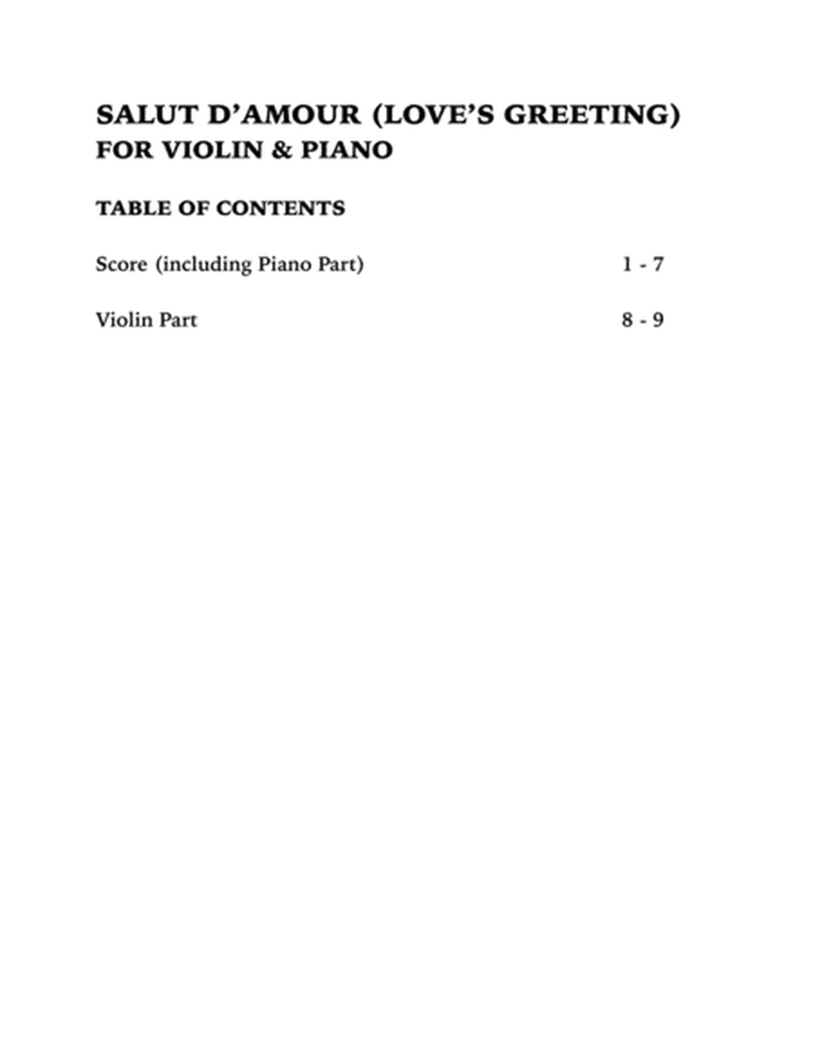 Salut d'Amour (Love's Greeting): Violin and Piano image number null