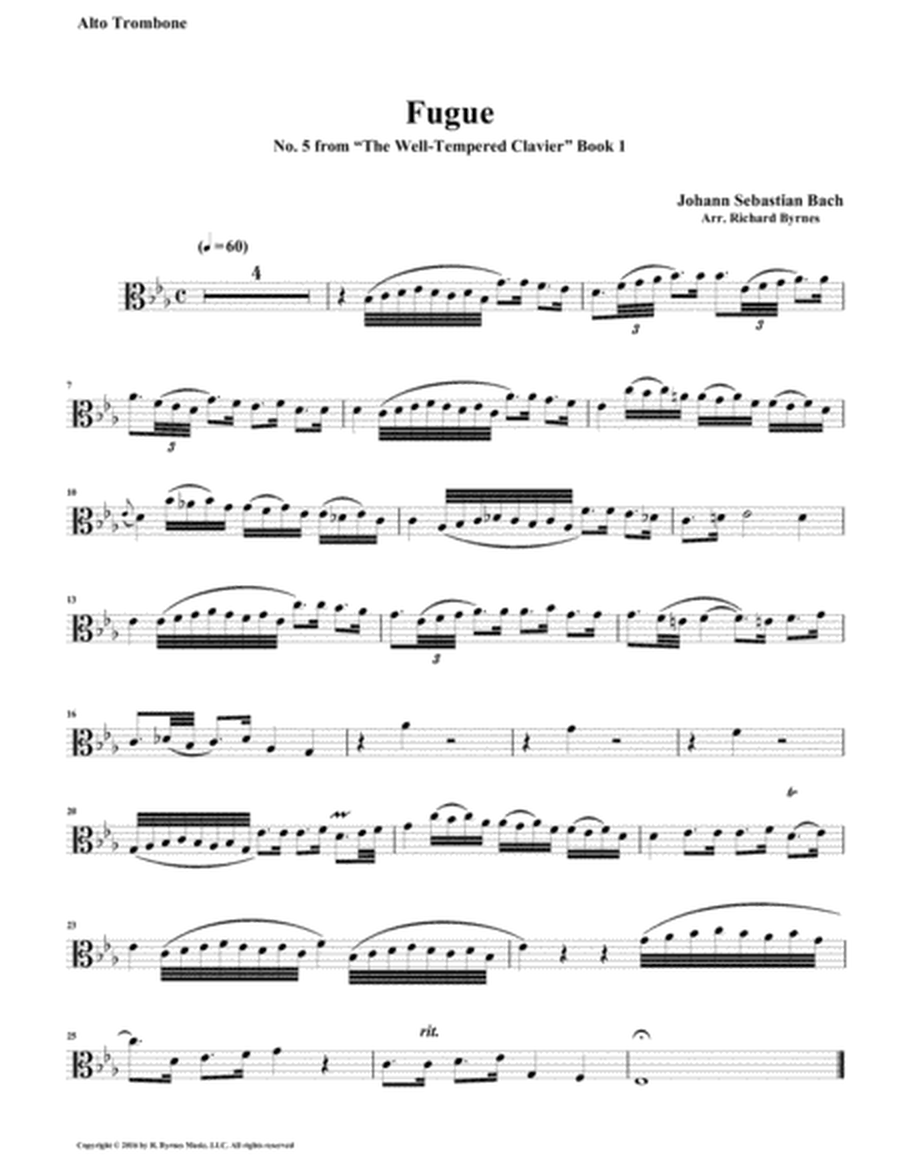 Fugue 05 from Well-Tempered Clavier, Book 1 (Trombone Quintet) image number null