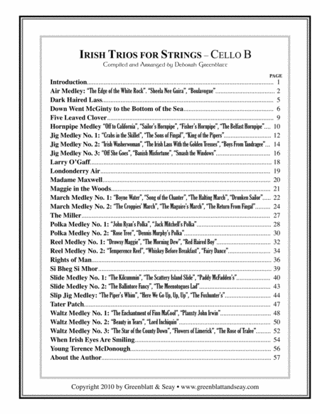 Irish Trios for Strings Cello B