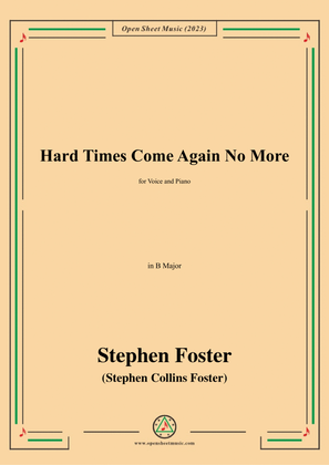 Book cover for S. Foster-Hard Times Come Again No More,in B Major