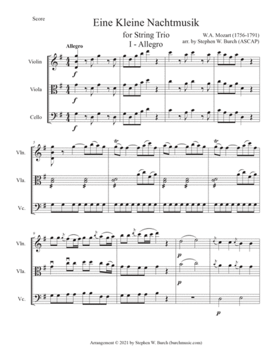 Eine Kleine Nachtmusik for String Trio image number null