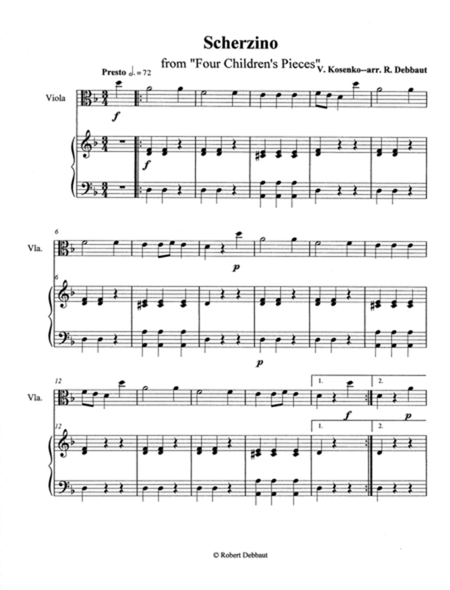 "Scherzino" by Viktor Kosenko (from Four Children's Pieces for Viola)