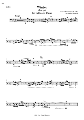 Book cover for Winter by Vivaldi - Cello and Piano - II. Largo (Individual Parts)