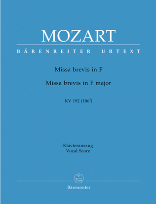 Book cover for Missa brevis F major, KV 192 (186f)