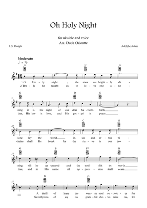 Oh Holy Night (G major - TABS - with lyrics)