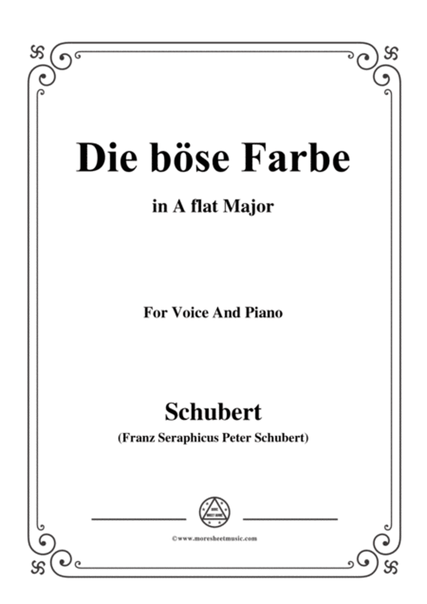 Schubert-Die böse Farbe,from 'Die Schöne Müllerin',Op.25 No.17,in A flat Major,for Voice&Piano image number null