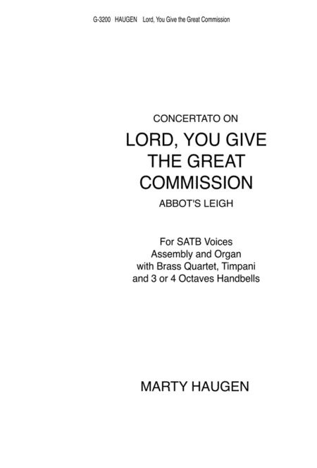 Lord, You Give the Great Commission - Instrumental Set