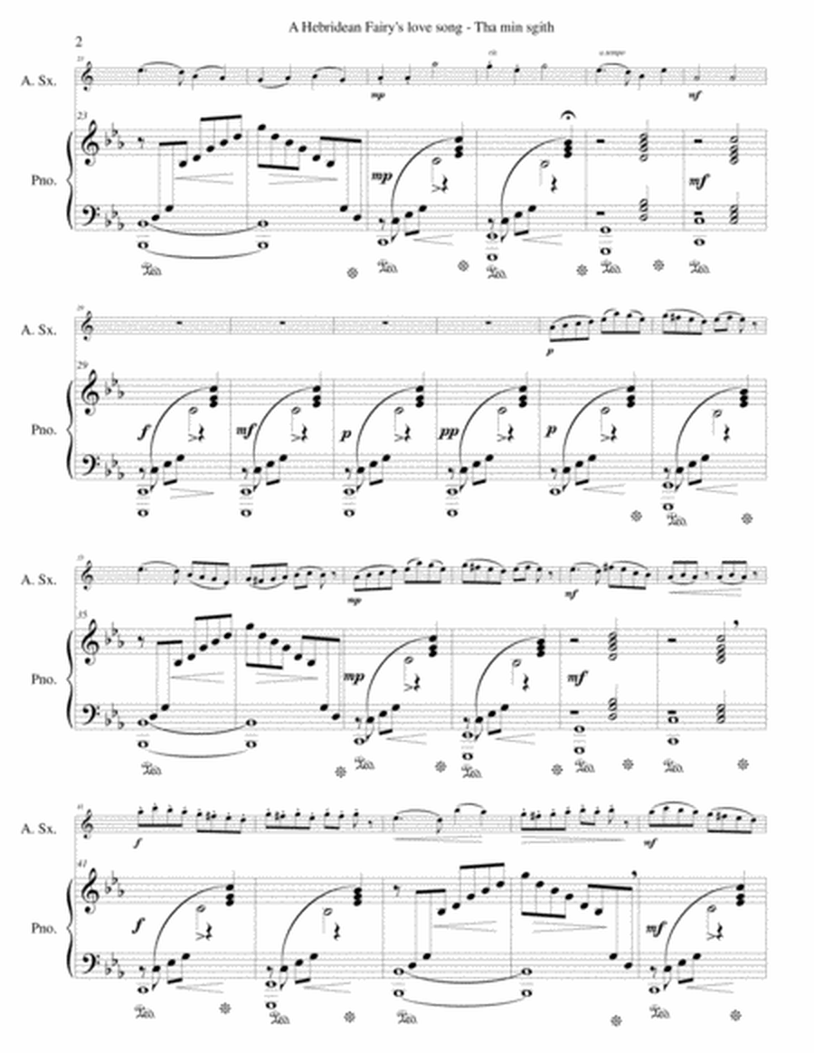 Hebridean fairy's love song (Tha Mi sgith) arranged for alto saxophone and piano image number null