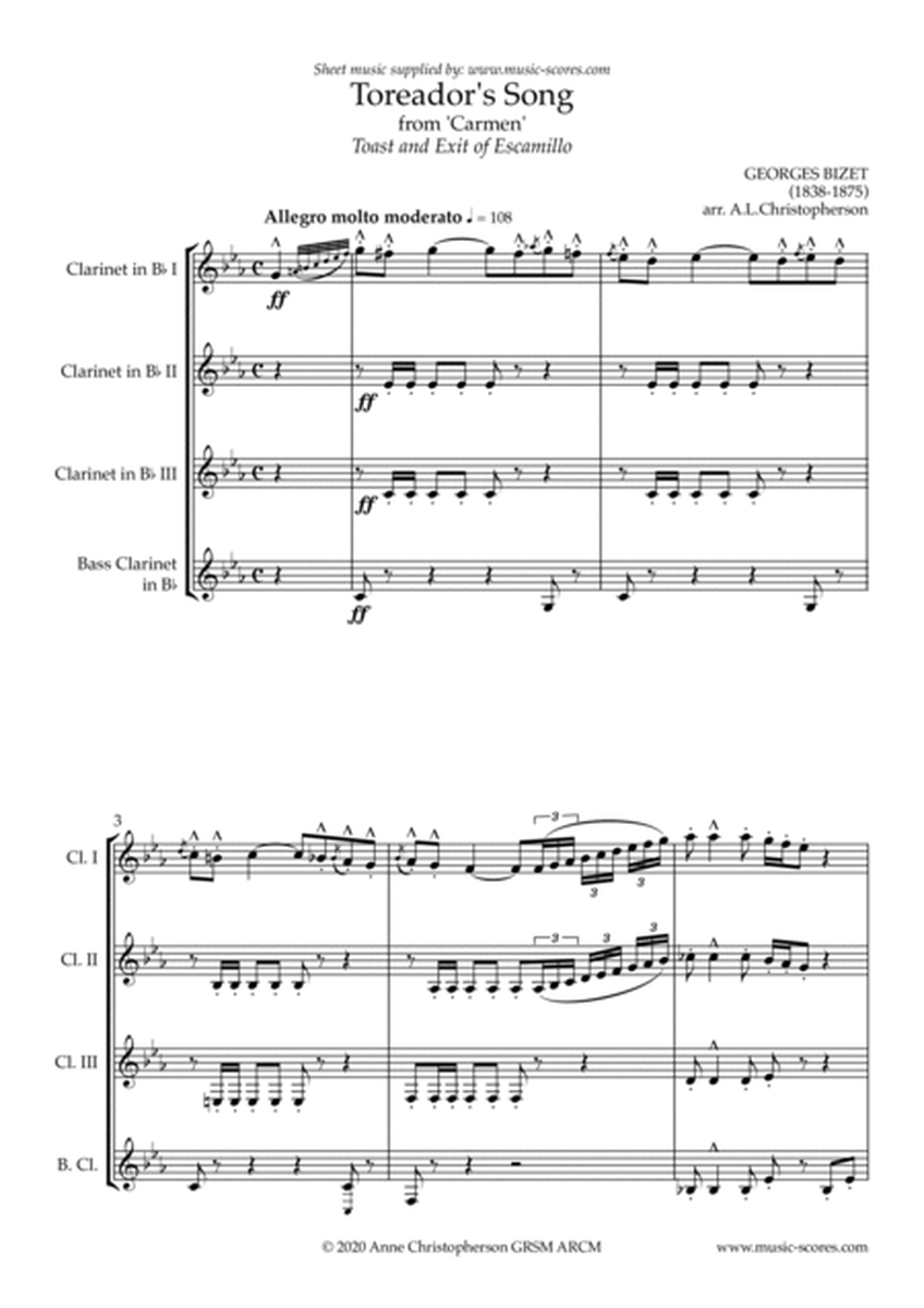 The Toreador Song from Carmen - (long version) - 3 Clarinets, Bass Clarinet image number null