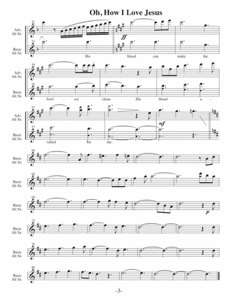 O How I Love Jesus (Arrangements Level 1-4 for ALTO SAX + Written Acc) Hymns image number null