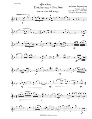 Dzidzernag (Swallow) (original version) for flute solo