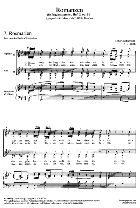 Schumann: Romanzen II fur Frauenstimmen op. 91