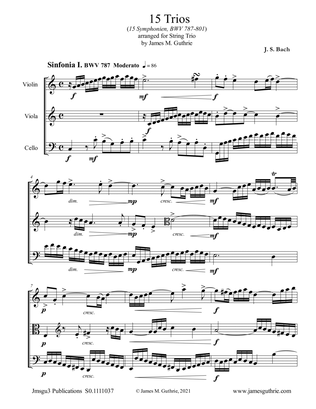 Book cover for BACH: 15 Trios BWV 787-801 for String Trio