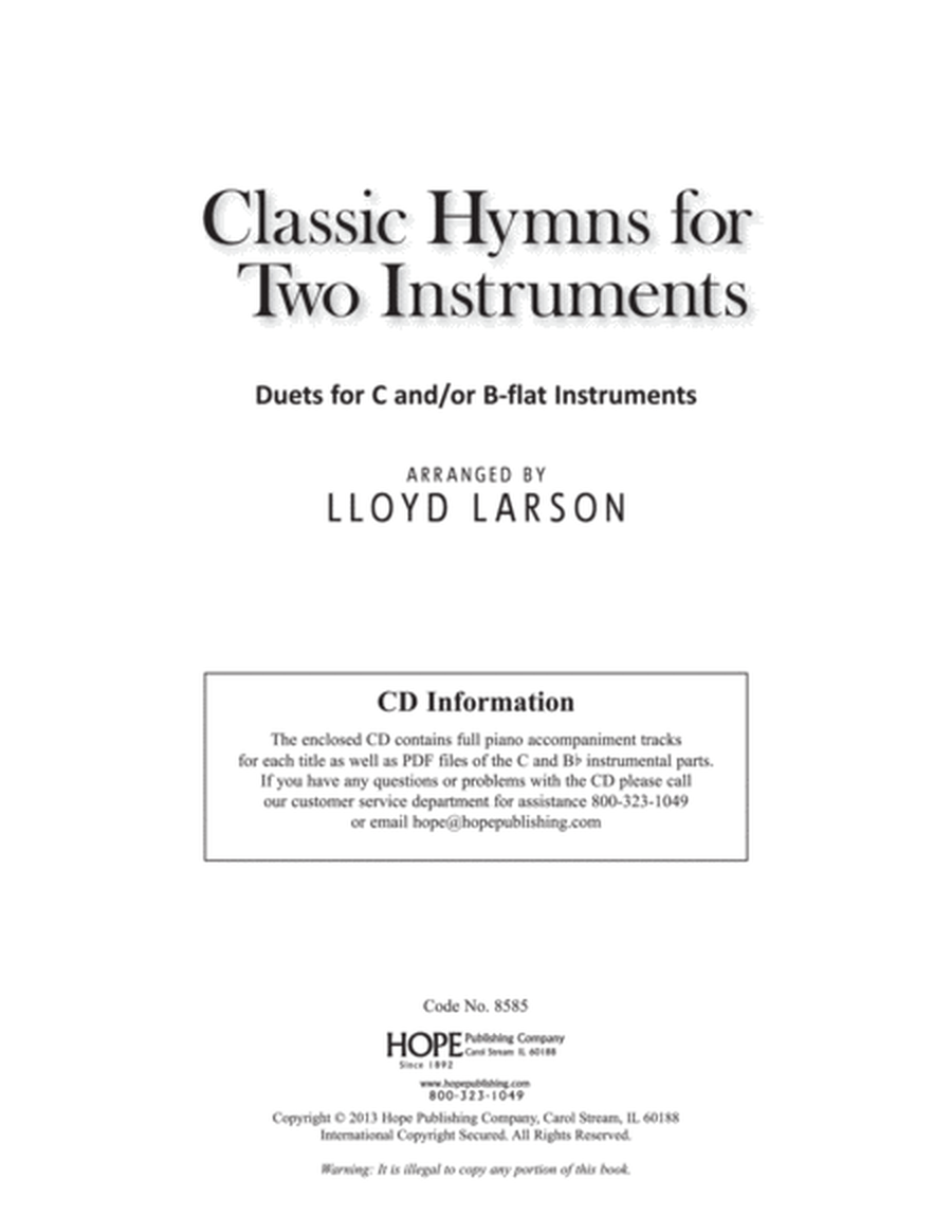 Classic Hymns for Two Instruments