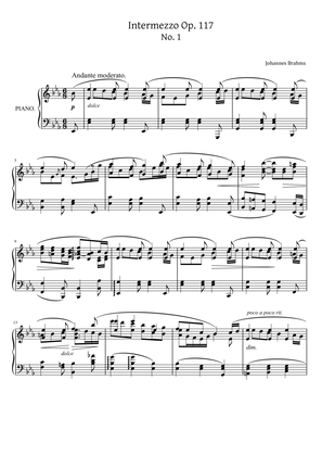 Book cover for Brahms - 3 Intermezzi, Op.117 No.1 - Andante moderato Original For Piano Solo