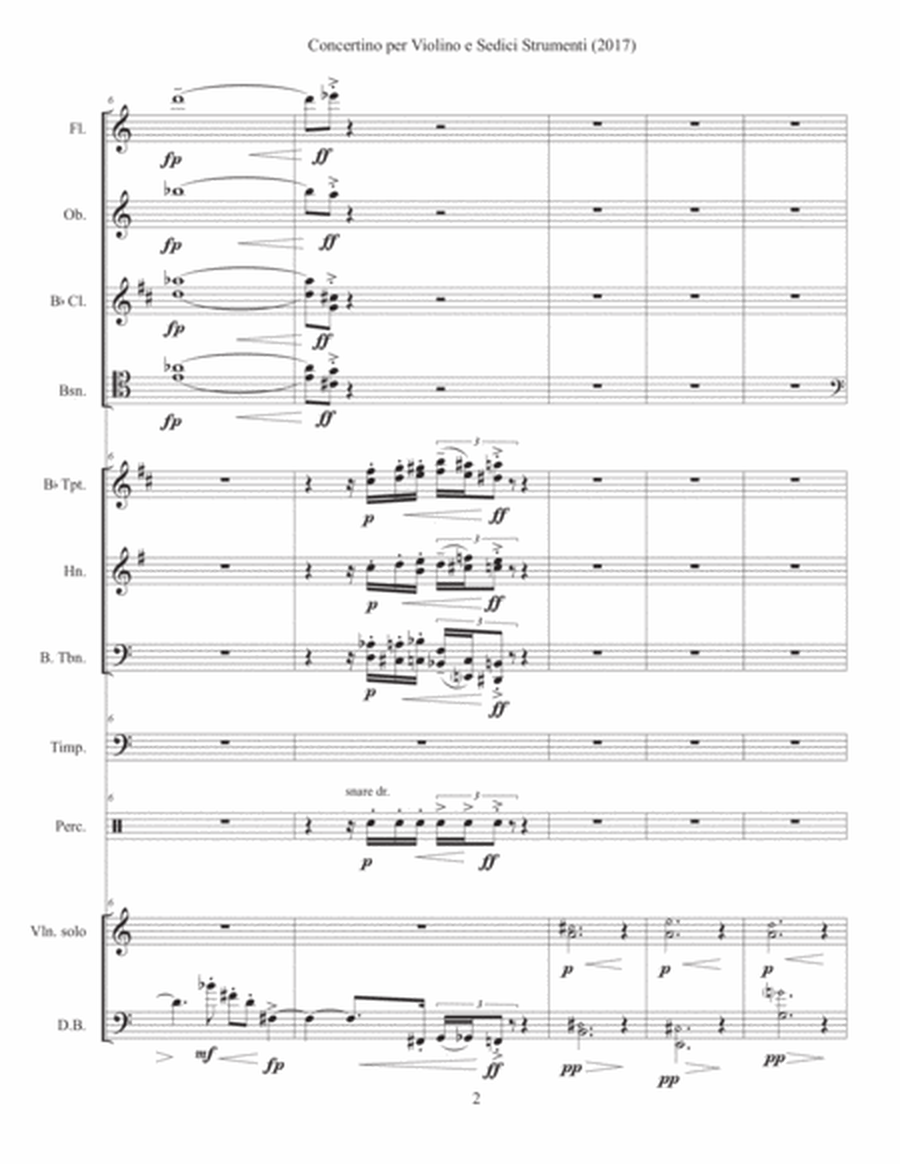 Concertino per Violino e Sedici Strumenti (2017)