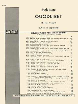 Book cover for Quodlibet Unac (Double Cannon) SATB A Cappella