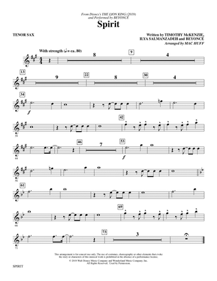 Book cover for Spirit (from The Lion King 2019) (arr. Mac Huff) - Tenor Sax