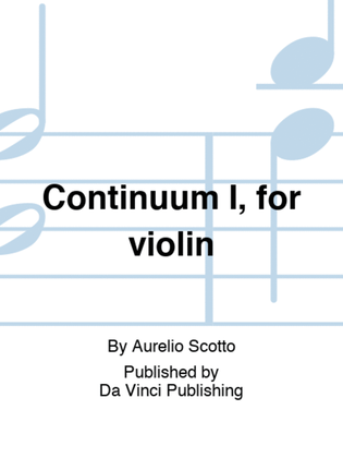 Book cover for Continuum I, for violin