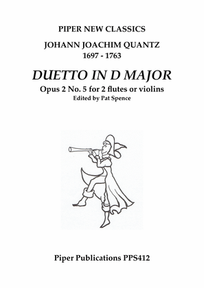 Book cover for J.J. QUANTZ: DUETTO IN D MAJOR OPUS 2 No. 5 for 2 flutes or Violins
