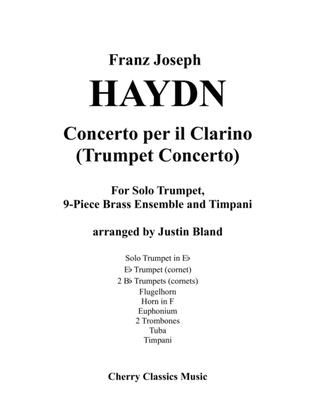 Book cover for Concerto for Trumpet, 9-part Brass Ensemble & Timpani