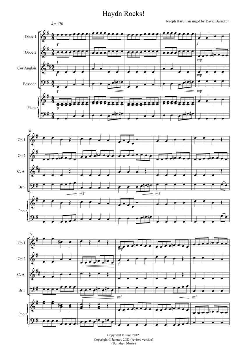 Haydn Rocks! for Double Reed Quartet by Franz Joseph Haydn Woodwind Ensemble - Digital Sheet Music