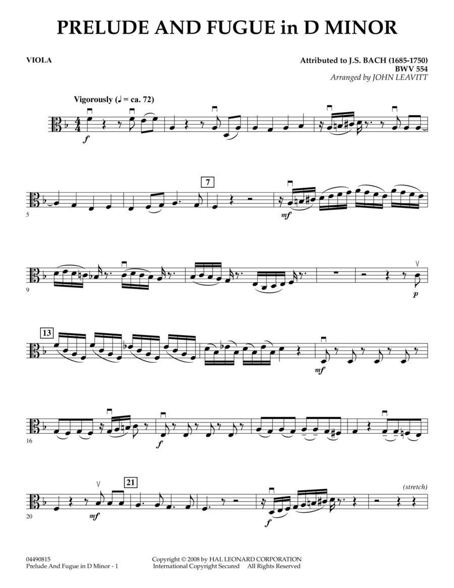 Prelude and Fugue in D Minor - Viola