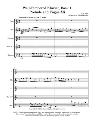Prelude and Fugue XX from The Well-Tempered Clavier (arranged for woodwind quintet)