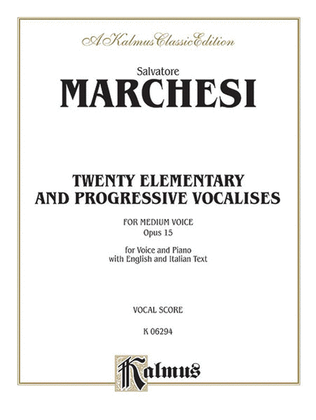 Book cover for Twenty Elementary and Progressive Vocalises, Op. 15