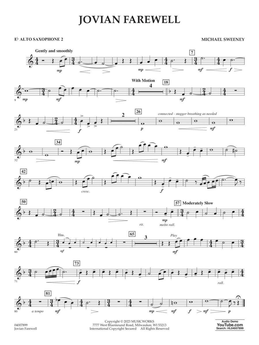 Jovian Farewell - Eb Alto Saxophone 2