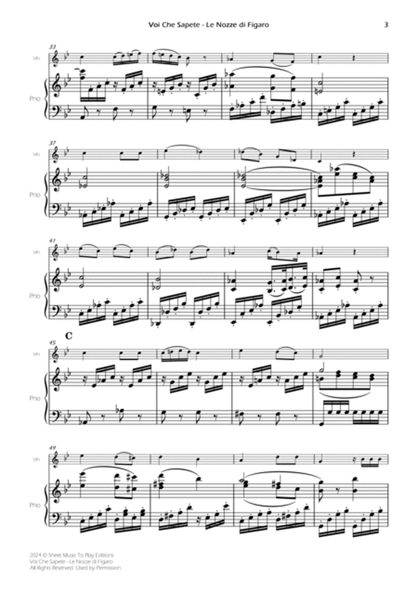 Voi Che Sapete from Le Nozze di Figaro - Violin and Piano (Full Score and Parts) image number null