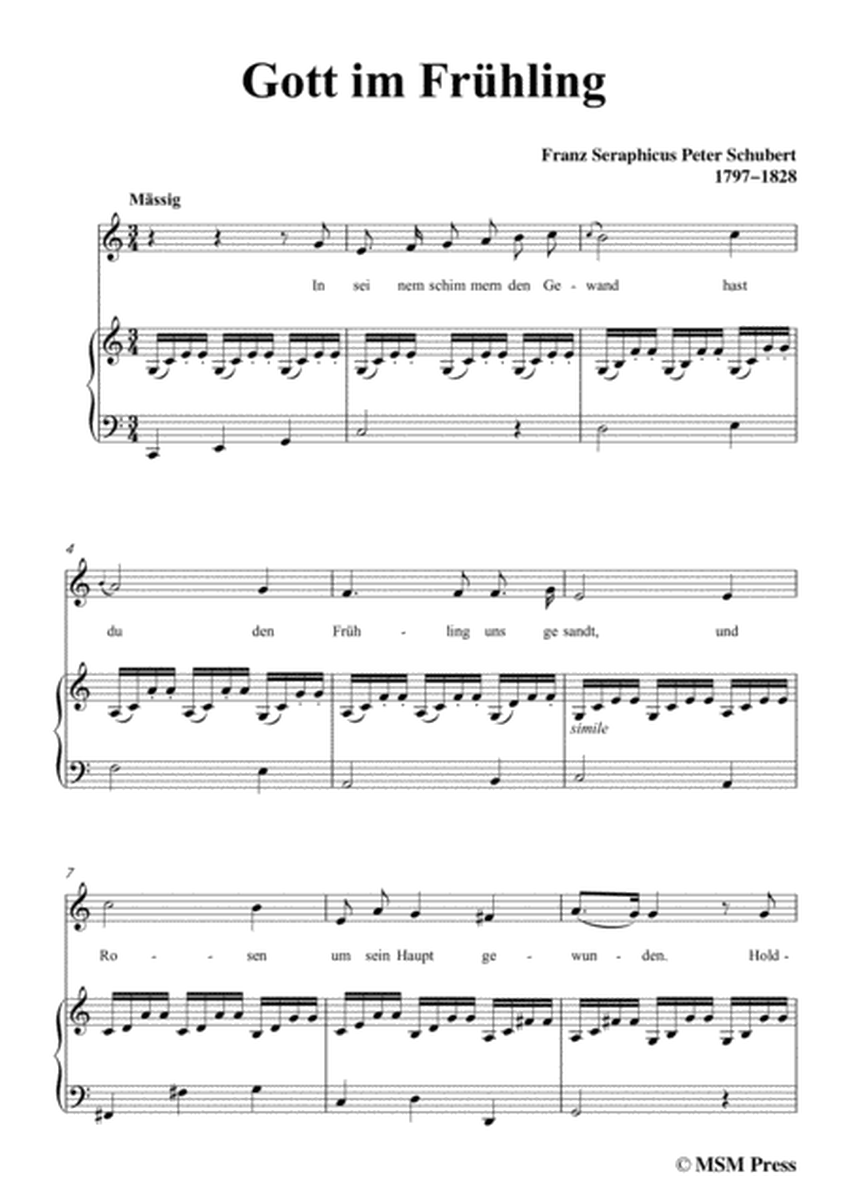 Schubert-Gott im Frühling,in C Major,for Voice&Piano image number null