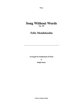 Book cover for Song Without Words, Op. 109 for Euphonium & Piano