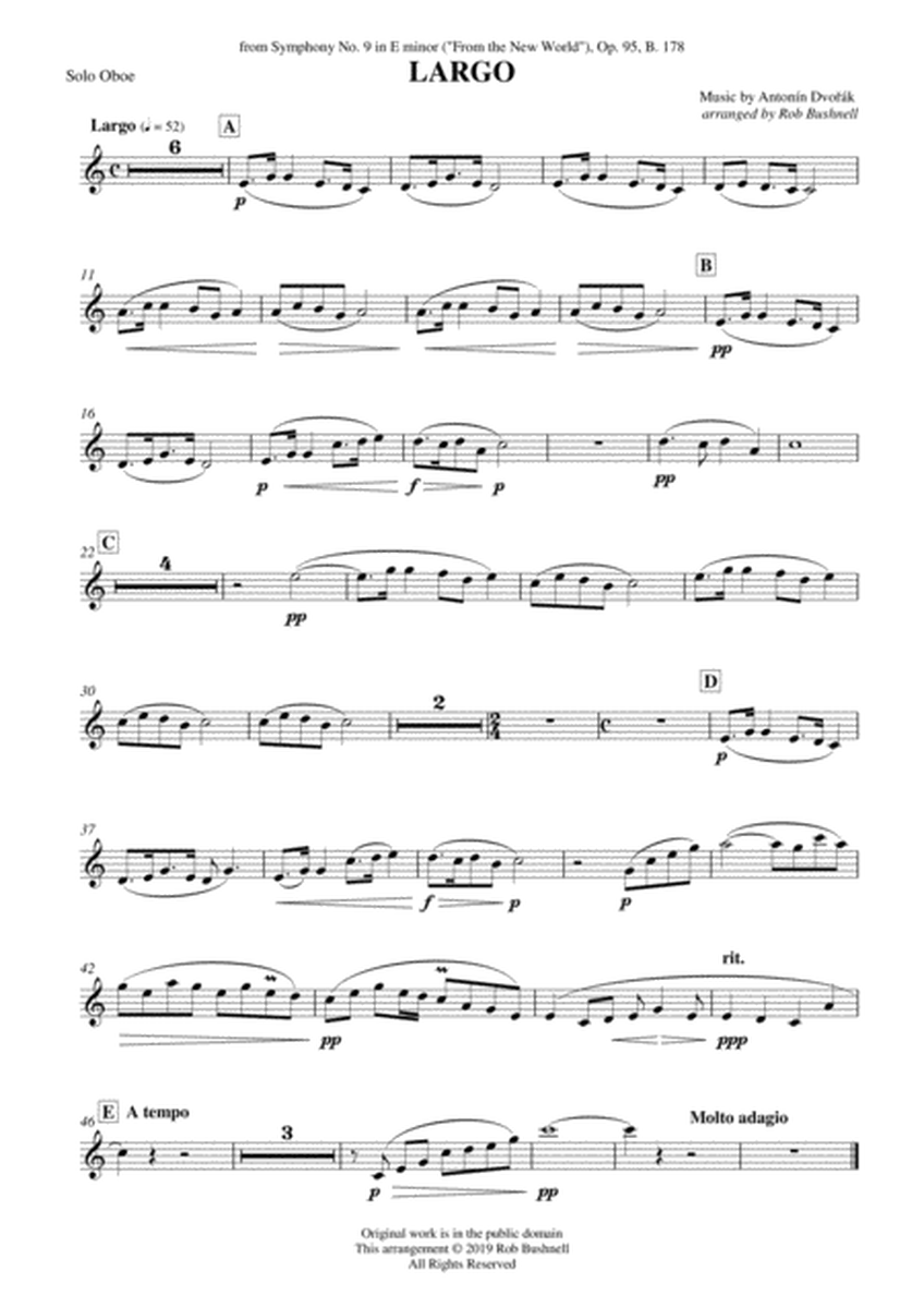 Largo from Symphony No.9 ("From the New World") (Dvorak) - Theme for Solo Oboe and Piano image number null