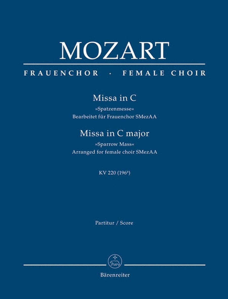 Mass C Major K 220 Female Choir Vocal Score