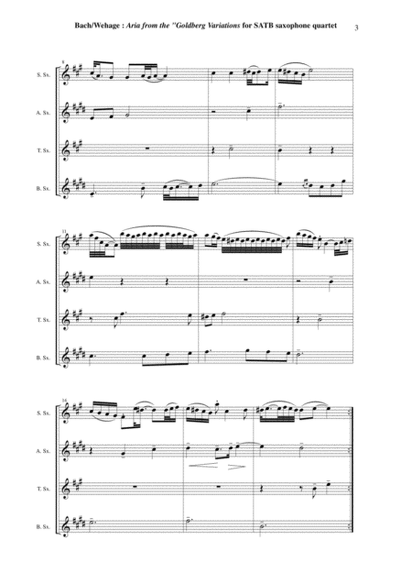 J.S. Bach: Aria from the Goldberg Variations, arranged for SATB saxophone quartet