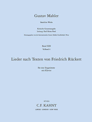 Book cover for Rückertlieder (Vocal Score)