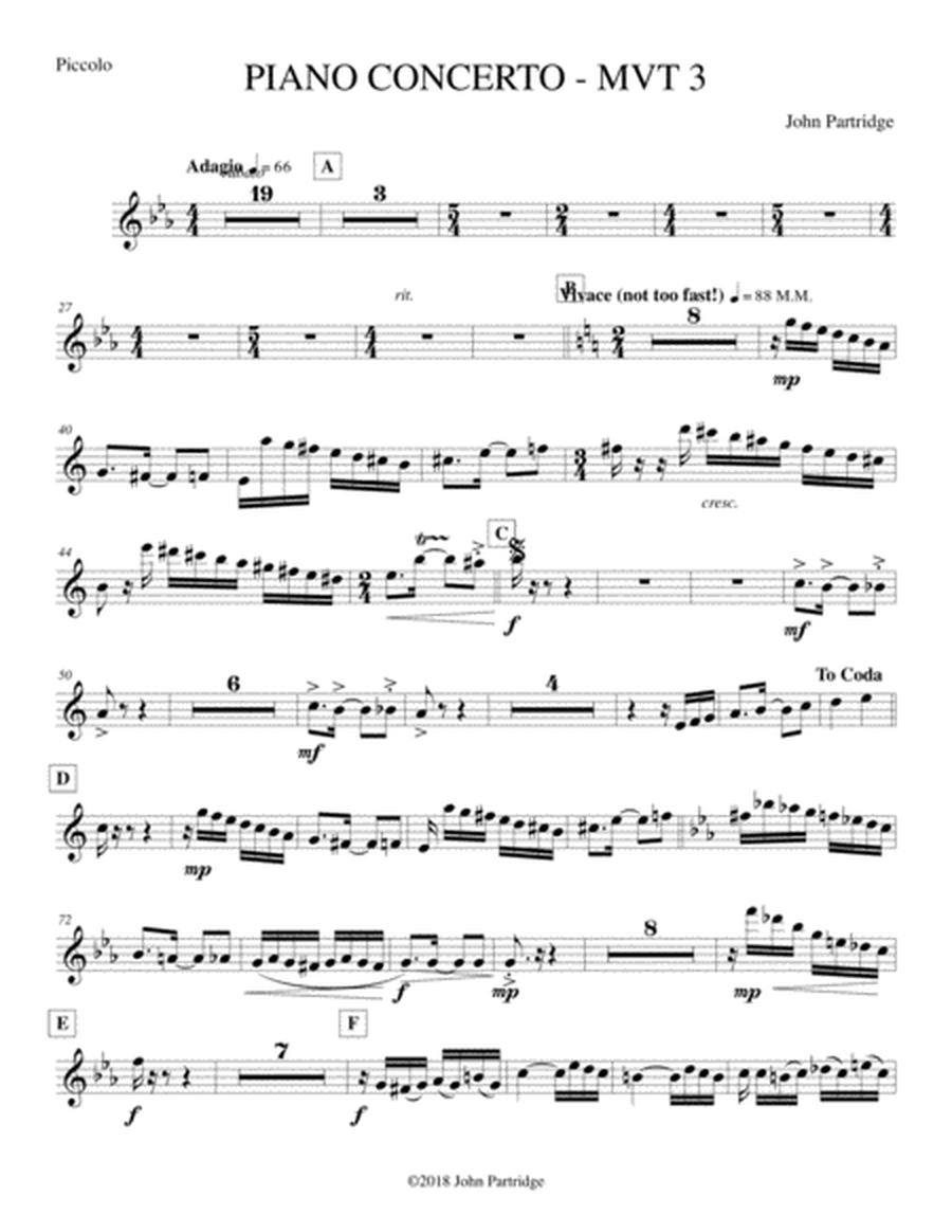 Concerto for Piano and Symphonic Band - Set of Band Parts